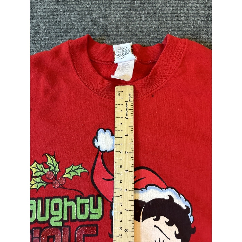 Y2K Betty Boop Vintage Size XL Red Crewneck Sweatshirt Christmas Naughty Girls - Picture 7 of 13